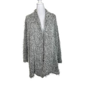 Ruby Rd. Cardigan Sweater Womens Size S Black White Soft Oversized Fit Fuzzy
